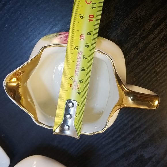 Gold trimmed Rose Creamer and Sugar - Picture 10 of 13